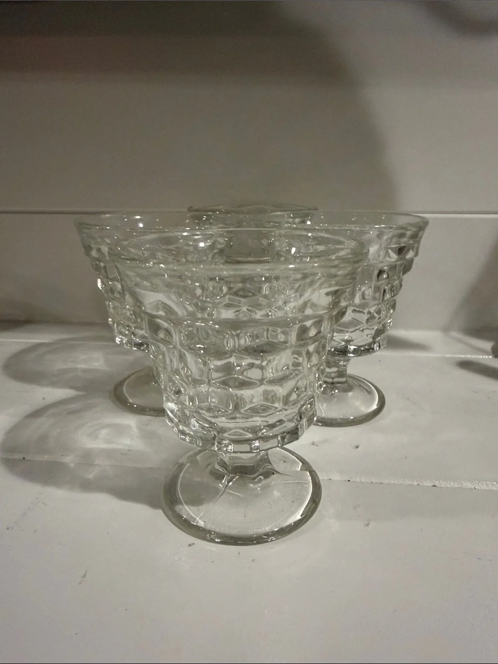 Fostoria Vintage Clear Textured Glass stems - Set of 4